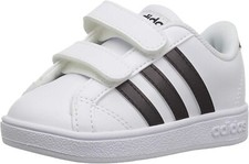 Adidas Baseline CMF Little Toddler Kids Sz US 7k White Black Tennis Shoes NEW 