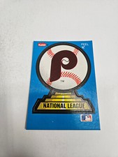 Philadelphia Phillies 1987 Fleer MLB Logo Sticker Card (Rangers Logo on Back)
