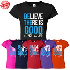 Beleive God Womens T-Shirt Jesus Christ Religious Bible New USA Gift Tee S-3XL