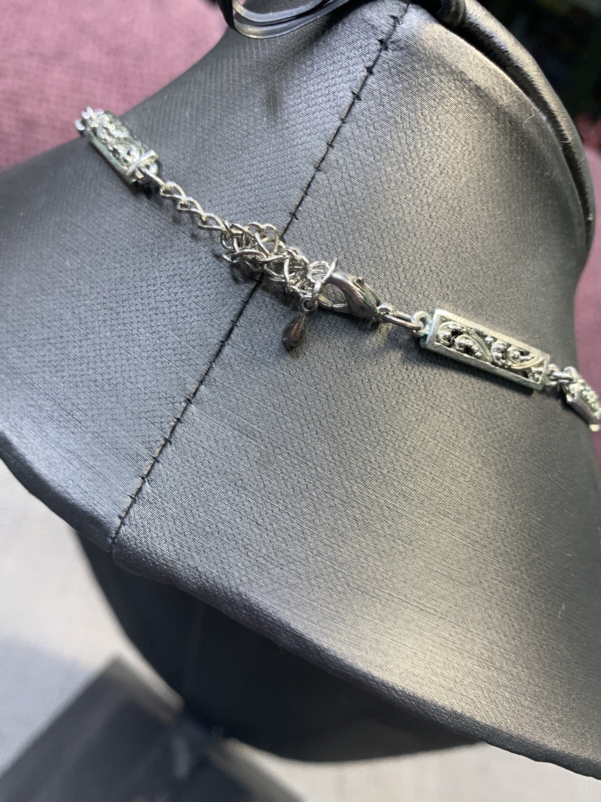 Vintage  Detailed Rectangular Drop pendant neckla… - image 9