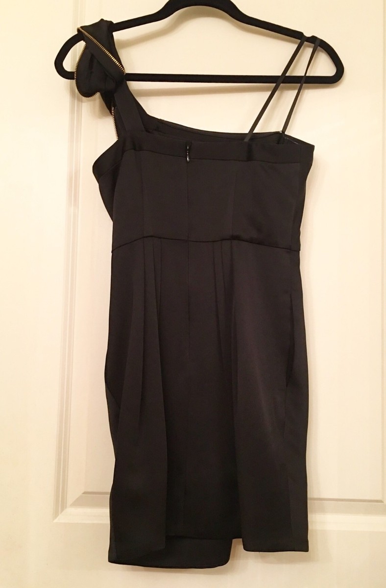 bcbg one shoulder dress black Max Azria Ruched Cocktail w/ Metallic Details, 0 Crafted of stretch jersey