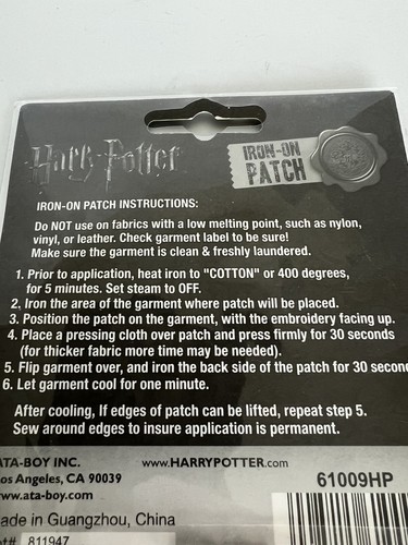 Warner Bros Harry Potter Hufflepuff Wappen bestickt Handwerk Kleidung Bügelbild Patch - Bild 4 von 4