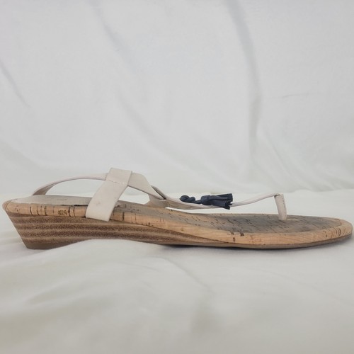 Crown & Ivy Womens Shoes Size 7.5 M Beige Cork Wedge Tassel Sandals CI-BEVE