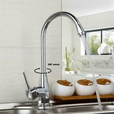 US Arc Swivel Spout Kitchen Sink Bathroom Basin Mixer Faucet Single Hole Taps