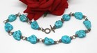 Sterling Silver Turquoise Nugget Beaded 20" Necklace Cat Rescue