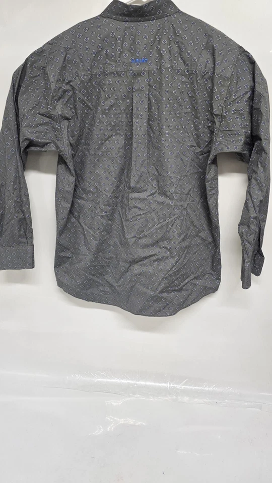 Camisa de Vestir Ariat Para Hombre Mediana Elastizada Botón Vaquero Western Gris Azul Foto 3 de 4