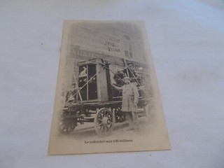 2 CPA PARIS PRECURSEUR COFFRE FORT A 100 MILLIONS ANIMEES TRANSPORTS VILLIEN