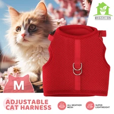 Cat Pet Harness Breathable Mesh Adjustable Escape Proof Jacket Chest Red Vest