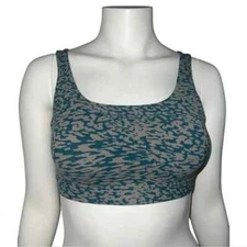 Athleta Exhale Bra Ocelot Spot Bluff Grey Extra Large D-DD Cup Sports NWOT