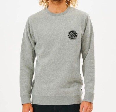 RIP CURL WETSUIT ICON CREW Men's Sweatshirt - Grey Marle - Medium - NWT