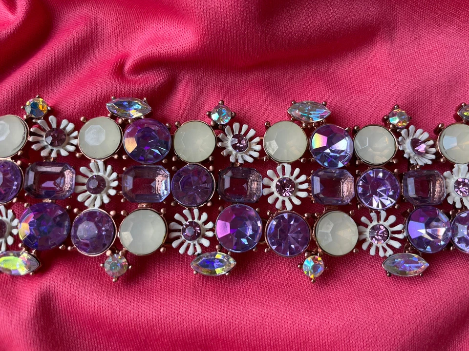Pulsera Betsey Johnson Spring Fling lavanda púrpura blanco margarita cobre flor Foto 4 de 4