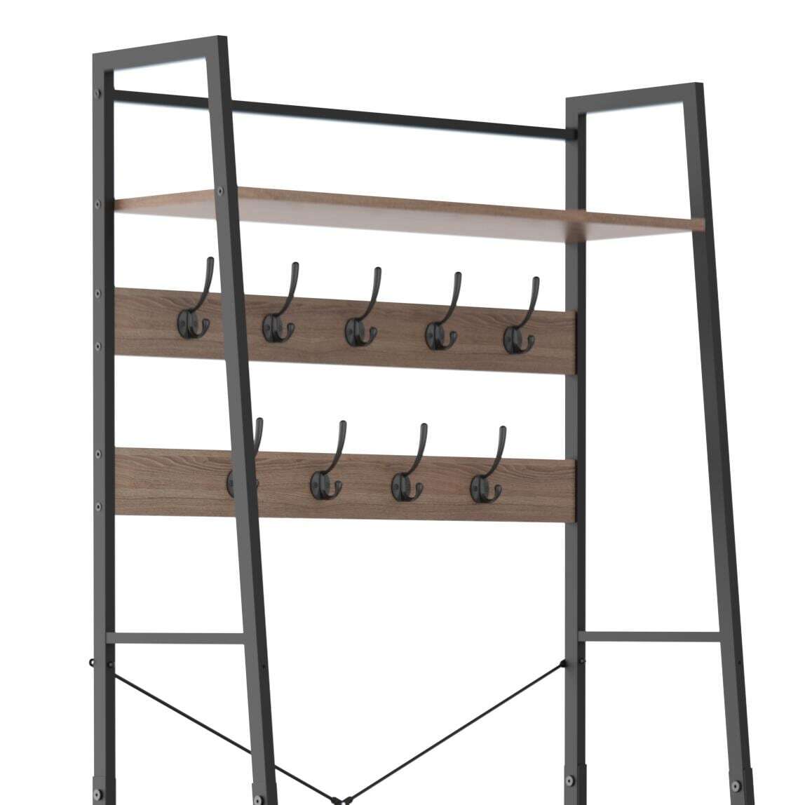 ClosetMaid Steel Frame Entryway Bench with 9 Hooks & Shoe Black Modern