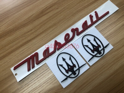 3PC SET Red Black Emblem For Maserati RH & LH Side Trunk  Badges Nameplate/