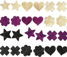 Pasties Pack Rave Glitters Sticky Nipple Covers for Women Black  Purple