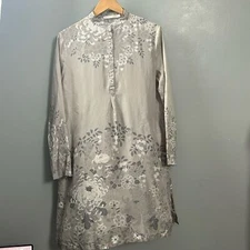 Zara Home Silk Gray Floral Nightgown Slip size M