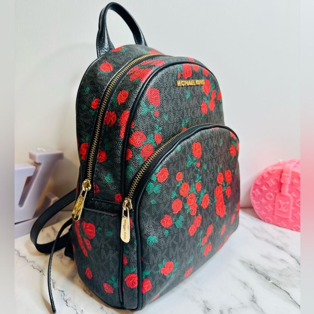 Michael Kors Red Abbey Floral Mini Backpack EUC s-l400.jpg main image 3
