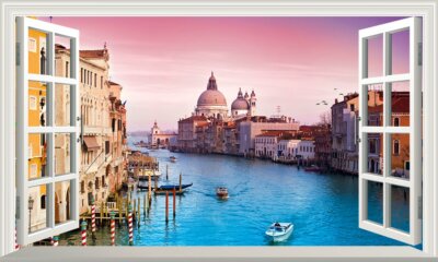 Venedig Canal Grande 3D Magic Window Wandbild selbstklebend Aufkleber Poster V4*