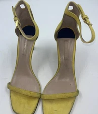 Stuart Weitzman Yellow Suede Sandale Heels Size 9.5 M PLS READ