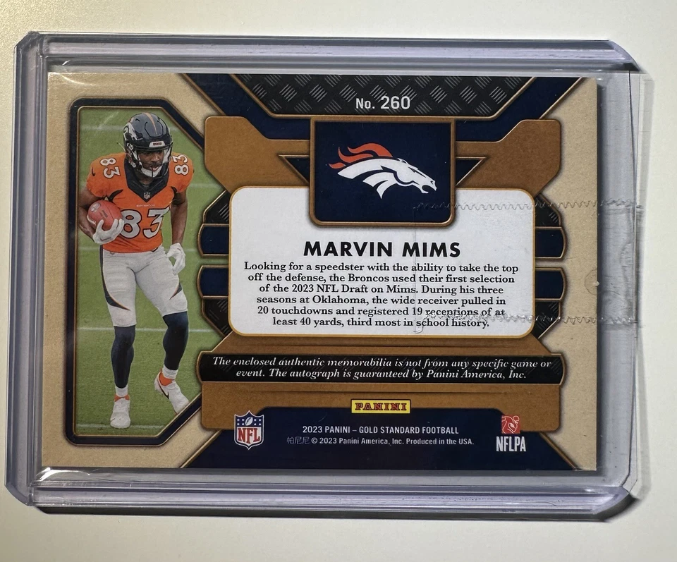 2023 Panini Gold Standard MARVIN MIMS RPA DUAL PATCH AUTO SP *119/149* - Image 2 of 2