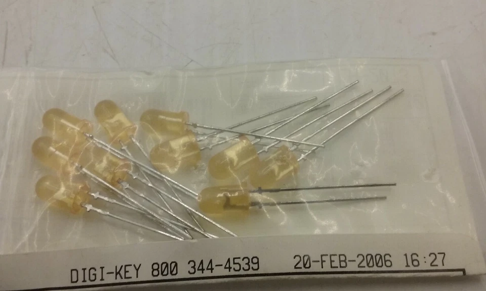 DIGI-KEY P372-ND LED AMBER LAMP 5mm ROUND/DOMED TOP (LN41YPH) PACKAGE OF 10 NIB - Image 4 of 4