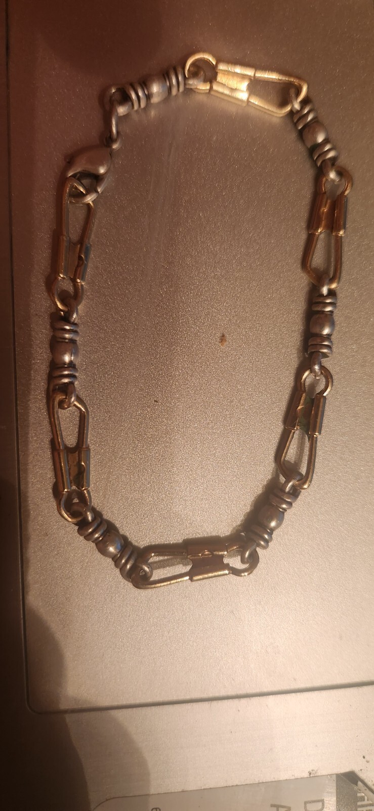 JAMES AVERY FISHER OF MENS 14K GOLD AND STAINLESS 8" … Gem