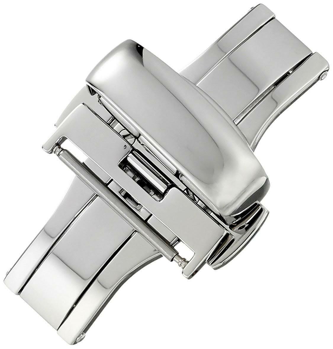 16mm Hadley-Roma Stainless Steel Silver Butterfly Deployant Clasp Buckle