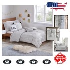 Luxe Zoey Triangle Print Comforter Set - 4-Piece Twin Bedding - Grey/Silver
