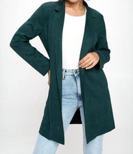 Chocolate Usa Stretch Suede Cardigan Coat In Green