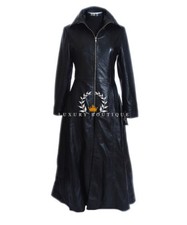 Jessica Black Ladies New Designer Real Lambskin Leather Full Length Flare Coat
