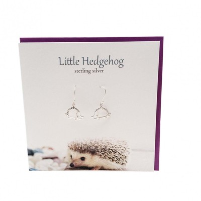 Super süße kleine Igel Sterlingsilber Ohrhänger Karte & Geschenkset