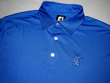 Men's FootJoy Short Sleeved Blue Striped Stretch Polo Golf Shirt Medium