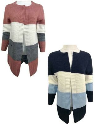 Weihnachtsgeschenk Damen Ex-Store Langarm Boyfriend Streifen Damen Tops offen