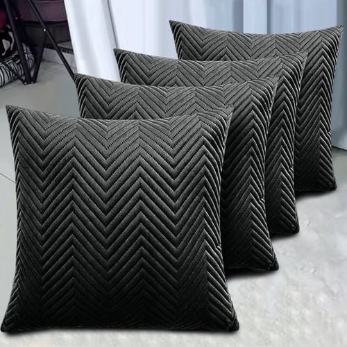 Set OF 4 Embroidered Velvet Cushion Covers Sofa Bed Chair Decor Quilted Cushions - Picture 32 of 78