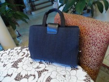 Prada Dark Gray Felt Satchel/Tote W/ Black Leather Trim