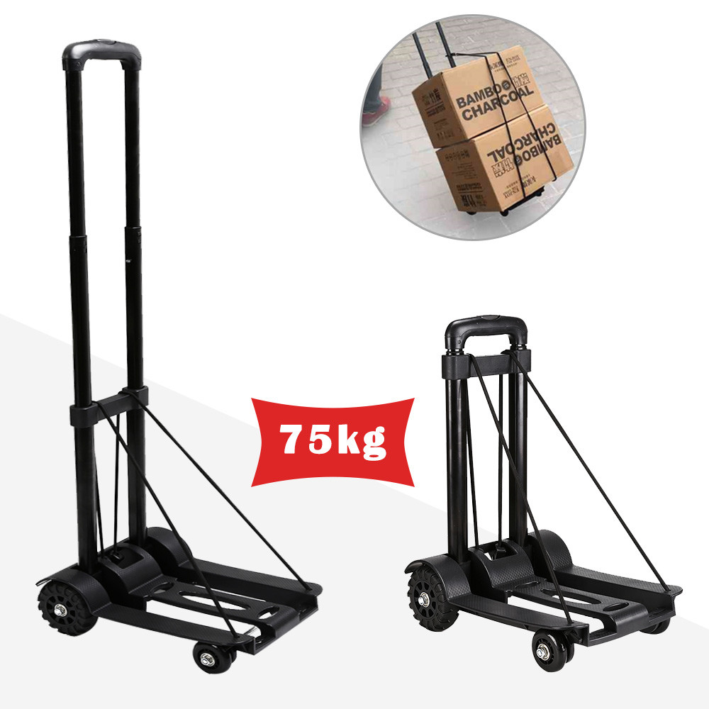 Folding Sack Truck Heavy Duty Hand Trolley Warehouse Garden Cart 75kg, Red