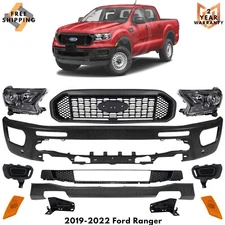 Front Bumper Face Bar Paintable & Grille Assembly Kit For 2019-2022 Ford Ranger