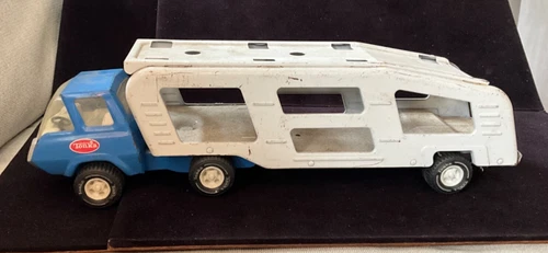 Vintage 70s Tonka Car Hauler Corvette Car Carrier Tractor Trailer Pressed Steel