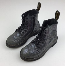 Dr. Martens Youth 1460 Pascal Iridescent Lace Up Boots Size 13 Gray Sparkle