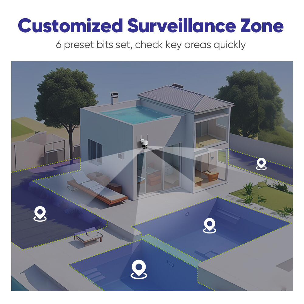 SANNCE 3MP Wireless Pan/Tilt Outdoor Full Color Security Camera WiFi 2-Way Audio