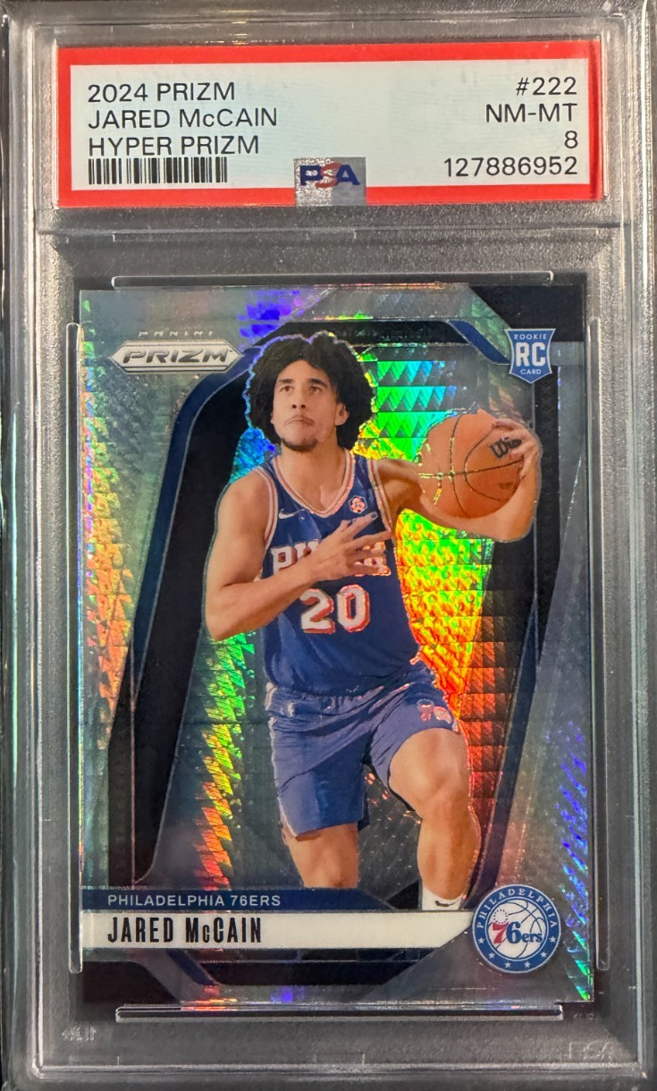 2024 Prizm Jared McCain ROOKIE SP Hyper Prizm PSA 8 Mint #222 🔥 76ers 🔥
