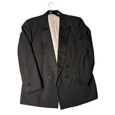 Lord West Mens 44R Black Double Breasted Tuxedo Jacket Peak Lapel USA Made
