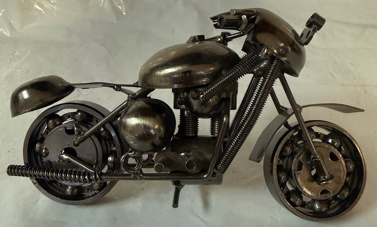Motorcycle Sport Hand Crafted Recycled Metal Art Sculpture Figurine small