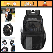 Heavy Duty Mesh Backpack for School  Beach  Breathable, Semi-Transparent Bookb