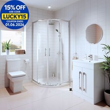 Bathroom Suite Quadrant Shower Enclosure Vanity Unit Basin Sink Toilet WC 900mm