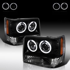 Fit 1993-1996 Jeep Grand Cherokee Black Led Halo Rim Projector Headlights Lamps Fit 1993-1996 Jeep Grand Cherokee Black Led Halo Rim Projector Headlights Lamps