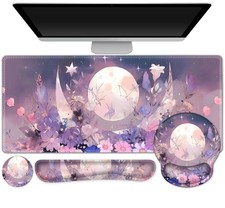 Large Desk Mat Gaming Mouse Pad Keyboard Wrist Rest Support Set Home Office