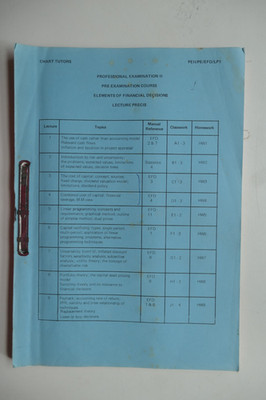 Chart Tutors - PE II - Pre-Examination Course - Elements of Financial Decisions