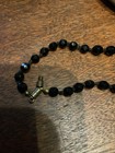 VINTAGE BLACK GLASS FACETED GRADUATED BEAD NECKLACE — photo 6