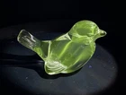 Vintage Fenton Clear Glass Sparrow Bird Manganese Glows Under UV Light