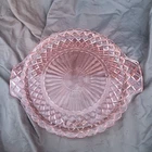 Anchor Hocking Pink Rose  Depression Glass 10" Two Handle Tray.